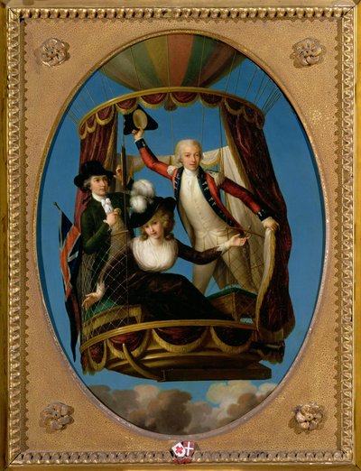 Captain Vincenzo Lunardi with His Assistant George Biggin and Mrs Letitia Anne Sage, in a Balloon by John Francis Rigaud